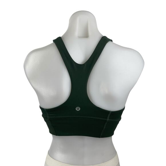 Lululemon Women's Green Racerback High Neck Yoga Athletic Sports Bra Crop Top 4 - Picture 2 of 4